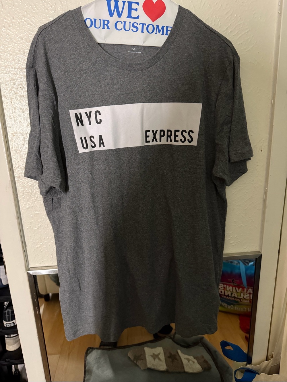 Express Gray NYC USA Graphic Short Sleeve Tee